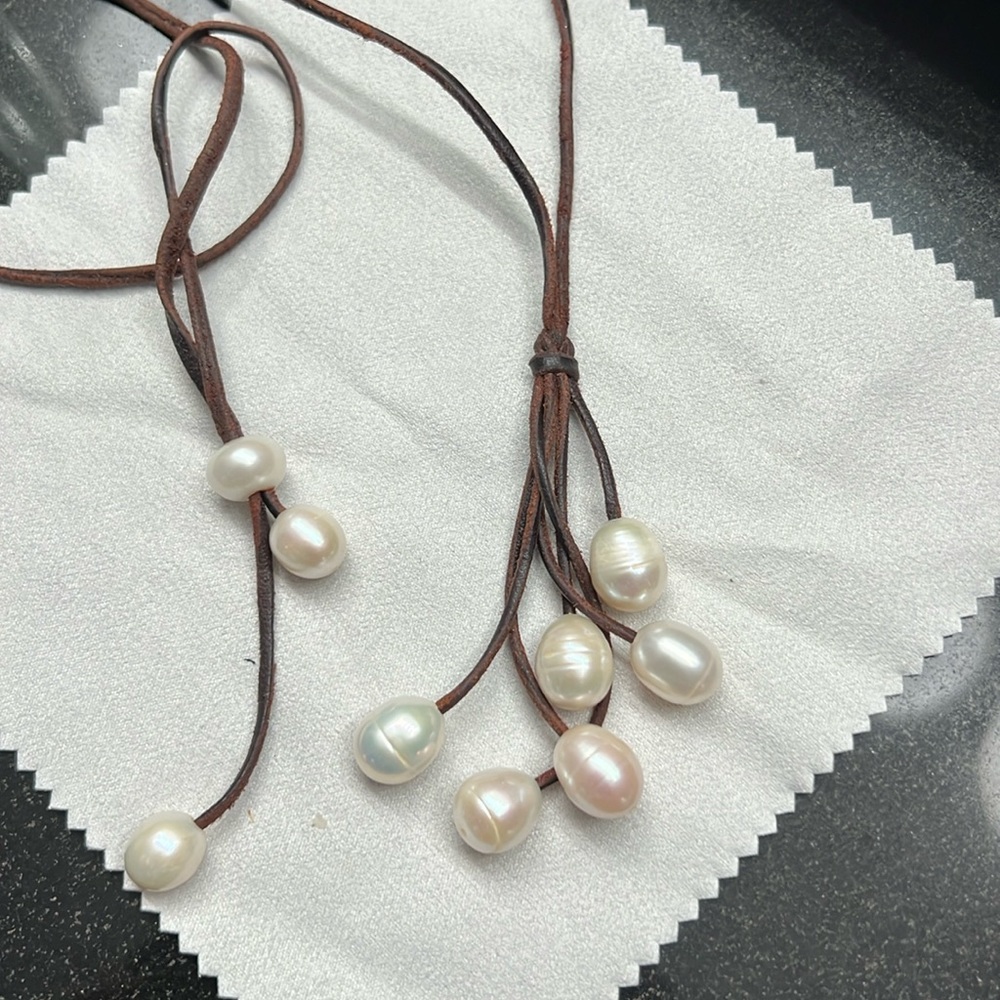 Wendy Mignot Freshwater Pearl & Leather Necklace